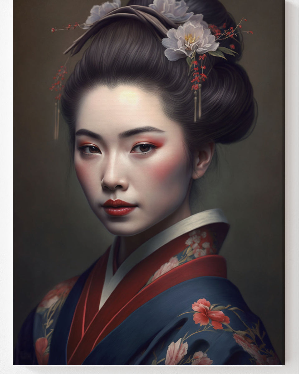 Geisha trägt blauen Kimono mit Blumen_mockup01