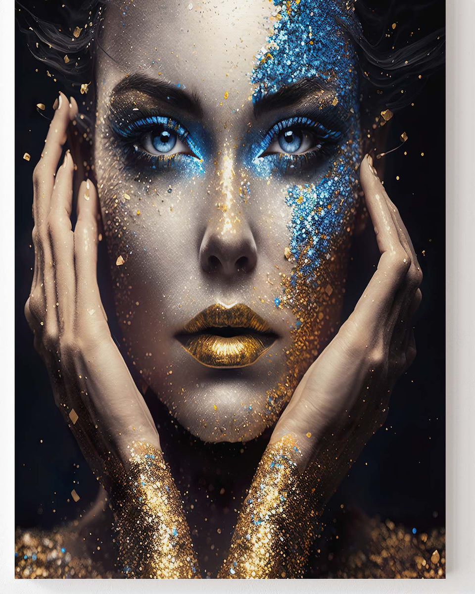 Golden Girl 2 als elegantes Model mit blauen Augen und Goldregen_mockup_07