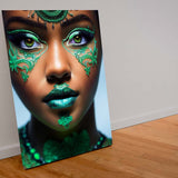 Green Girl wunderschöne afrikanische Frau mit grünen Augen und grün geschminkt_mockup_06