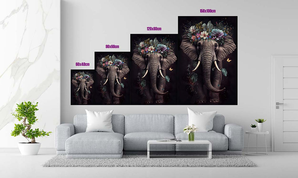Größentabelle_Boho Elefant mit Blumen im Bohemian Style_mockup