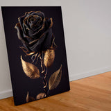 Schwarze Rose mit Gold überzogen vor einem Schwarzen Hintergrund_mockup_07