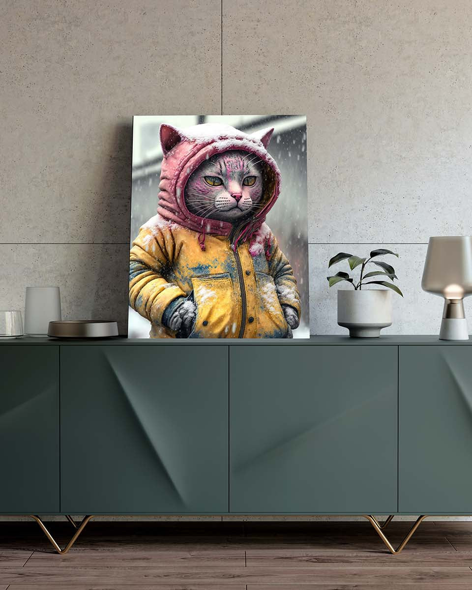 Acid Cat, Katze in bunten Farben mit Kaputzenjacke_mockup01