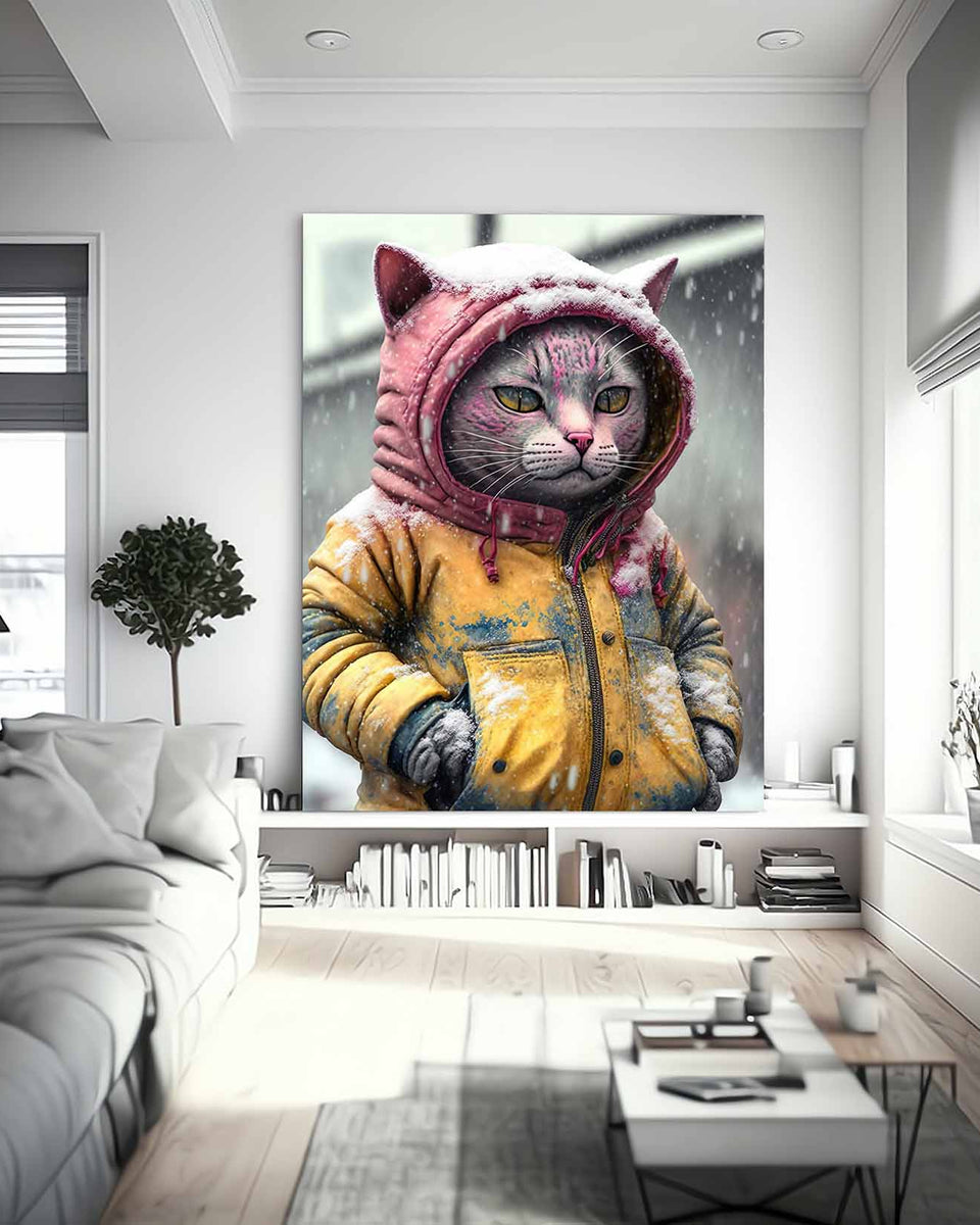 Acid Cat, Katze in bunten Farben mit Kaputzenjacke_mockup02