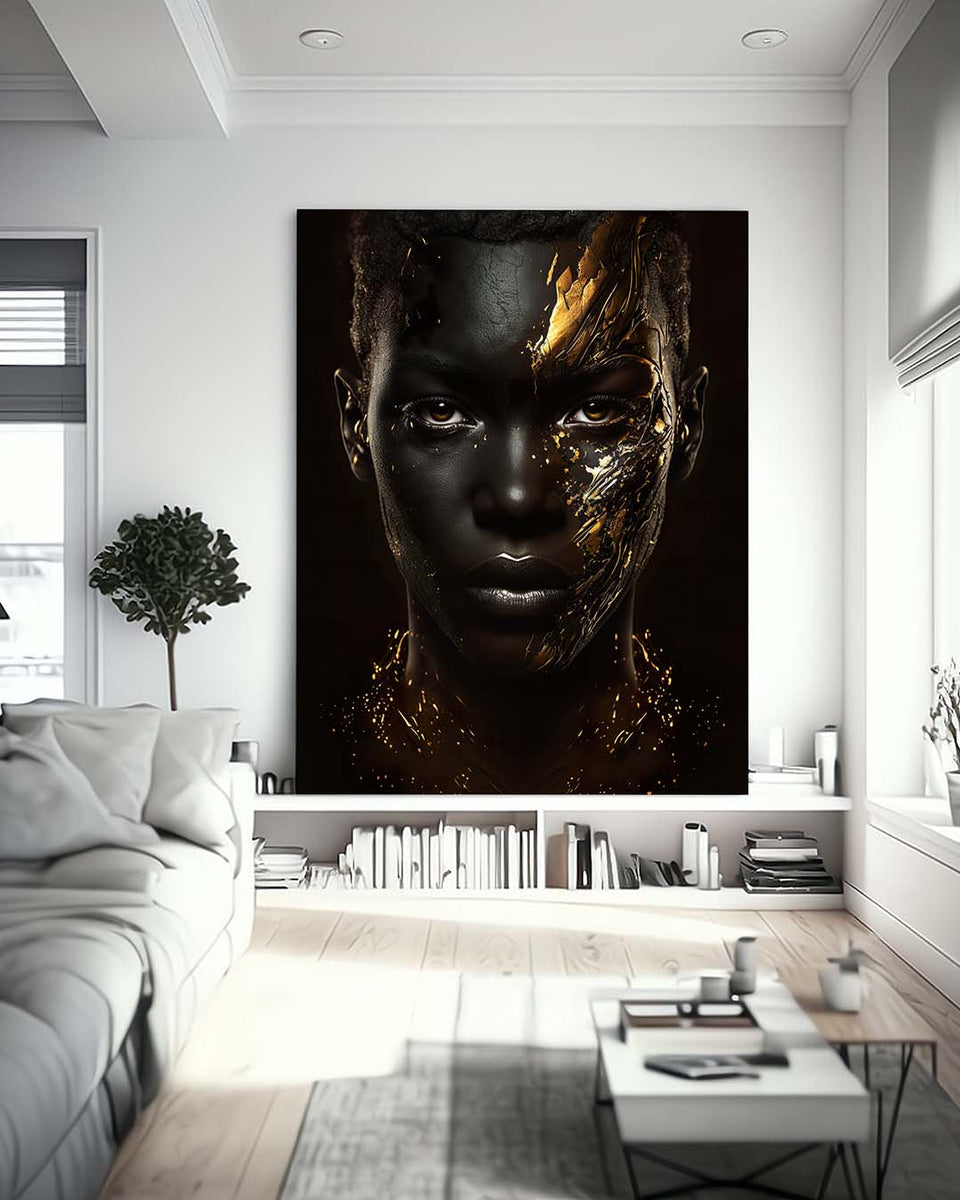 Afrikanischer Man mit halb goldenen Gesicht_mockup04