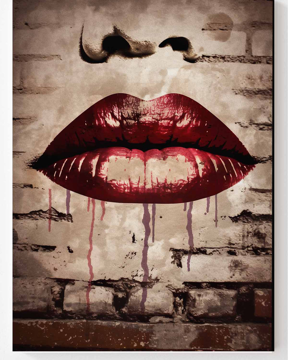 Banksy Lips on wall also rote Lippen an der Wand als einzigartiges und limitiertes Kunstwerk_mockup03