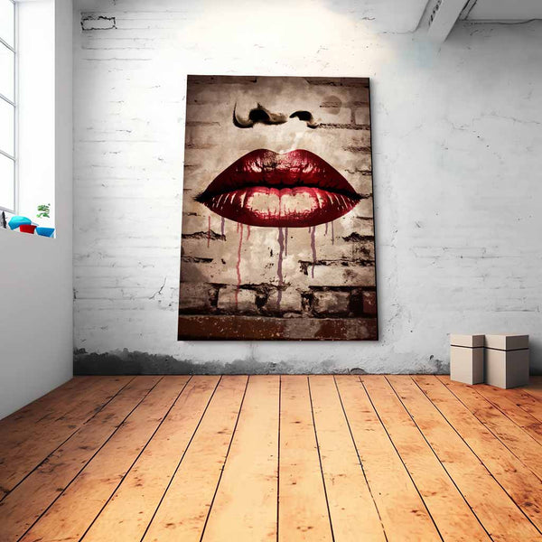 Banksy Lips on wall also rote Lippen an der Wand als einzigartiges und limitiertes Kunstwerk_mockup04