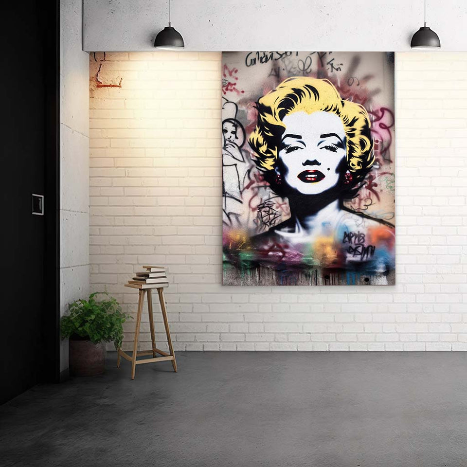 Marilyn Monroe in Banksy auf die Wand gemalt_mockup00