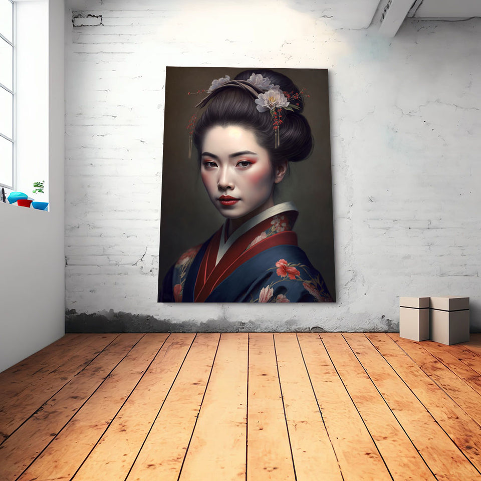 Geisha trägt blauen Kimono mit Blumen_mockup02