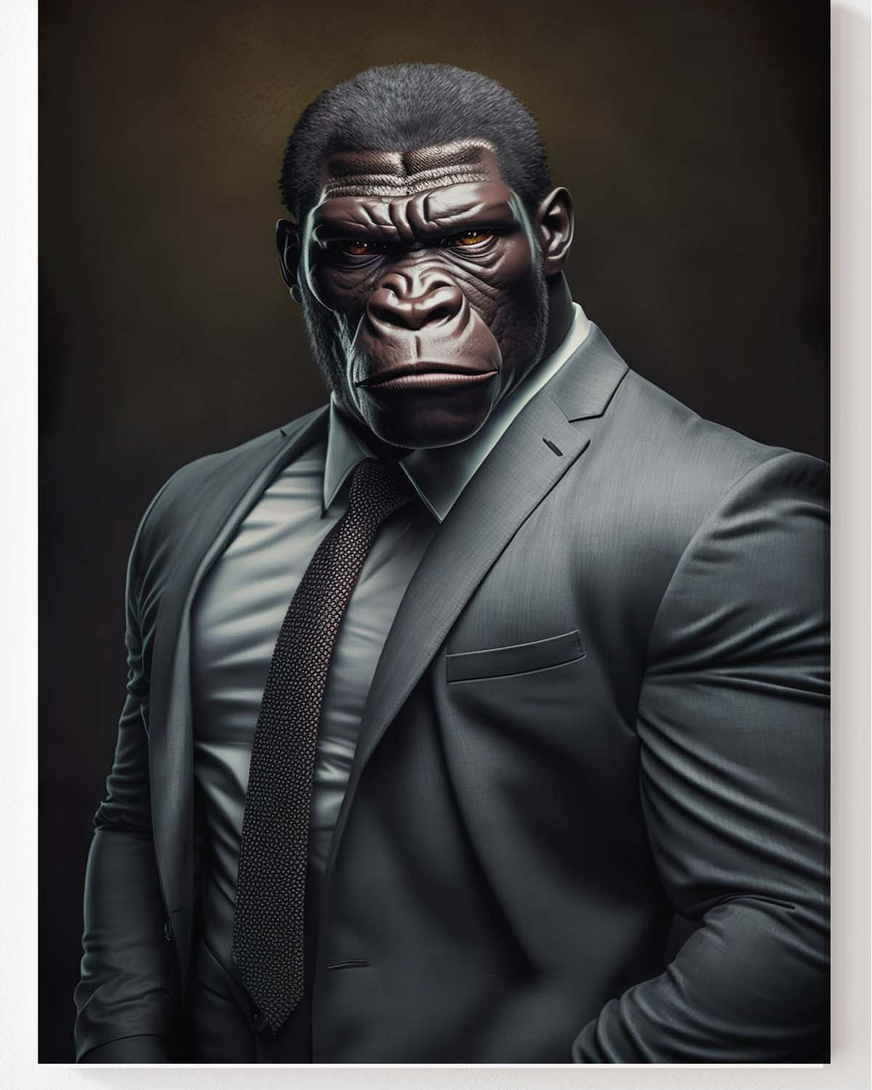Unser 2. Gorilla im schicken grauen Anzug mit brauner Krawatte_mockup00