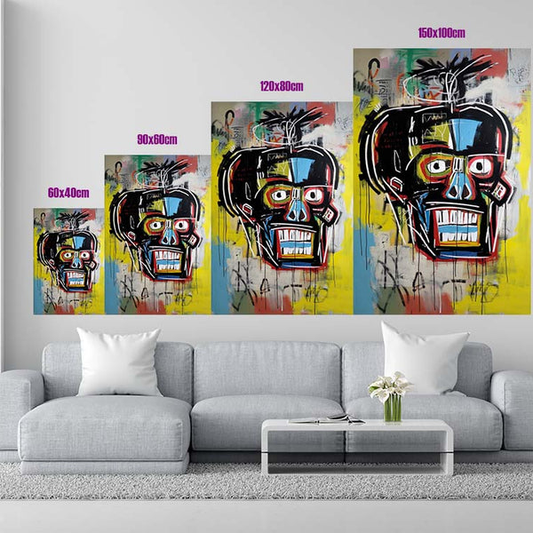 Groessentabelle Crazy Kopf im Stil von Jean-Michel Basquiat