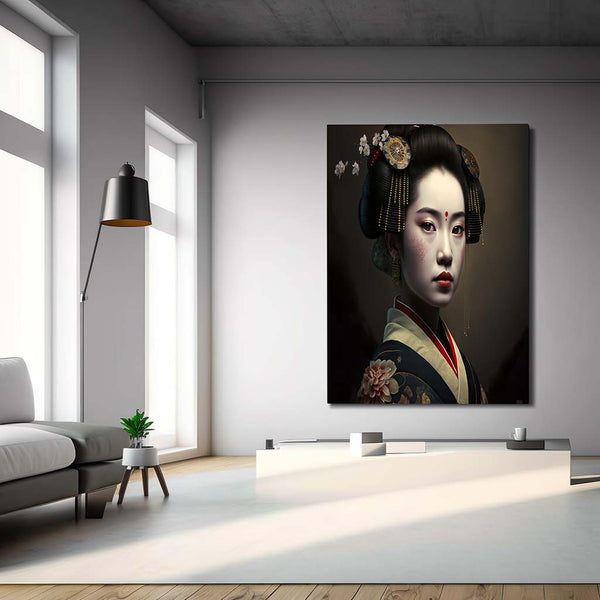 Japanische Geisha mit ausdrucksstarkem Blick zum Betrachter_mockup_00