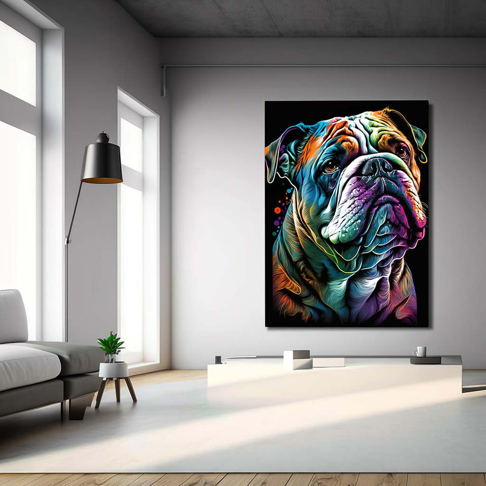 Portrait einer Bulldogge in bunten Farben als Popart_mockup02