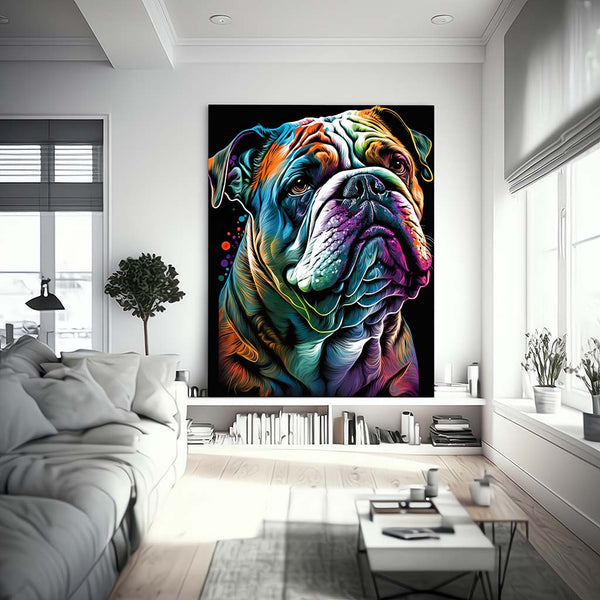 Portrait einer Bulldogge in bunten Farben als Popart_mockup04