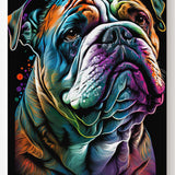 Portrait einer Bulldogge mit bunten Farben in Popart_mockup01