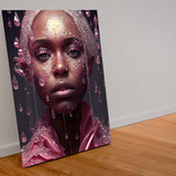 Waterdrop zeigt eine dunkelhäutige farbenfrohe Frau im rosa Regen_mockup08